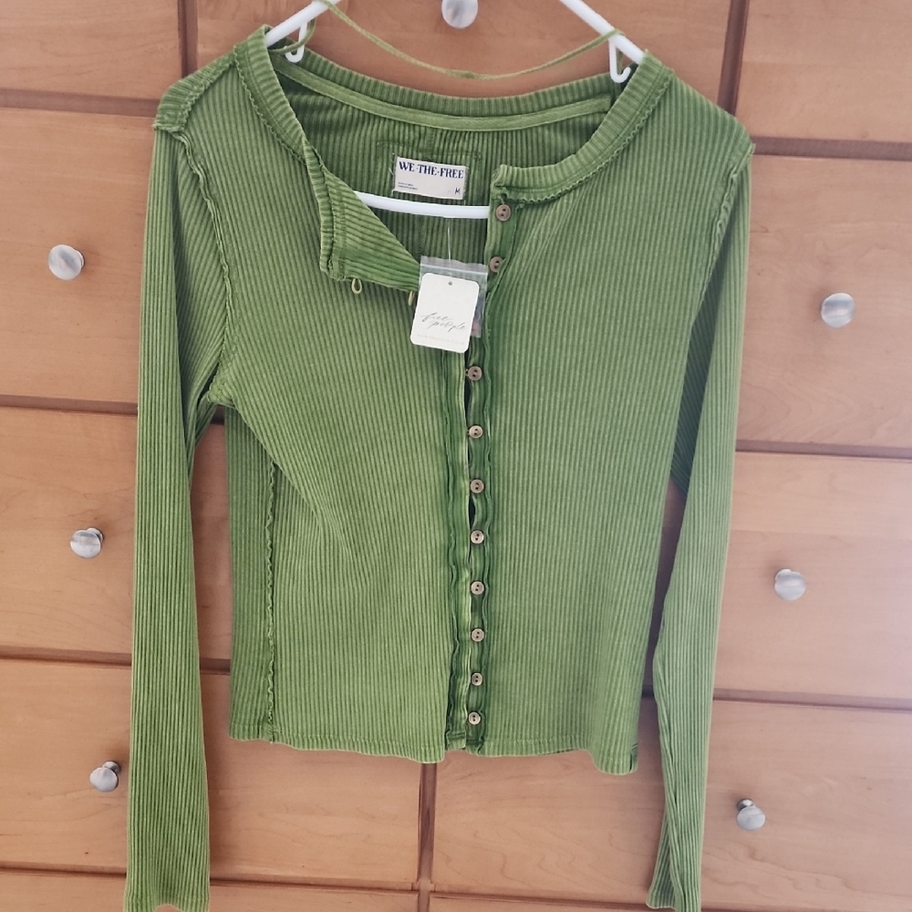 We The Free Green Ribbed Women's Top